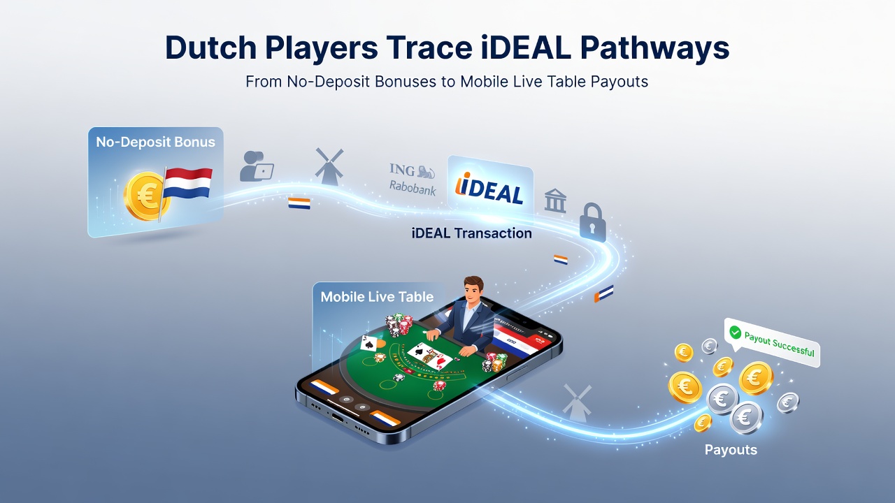 Illustratie van iDEAL-transacties en mobiele casino interfaces in Nederland