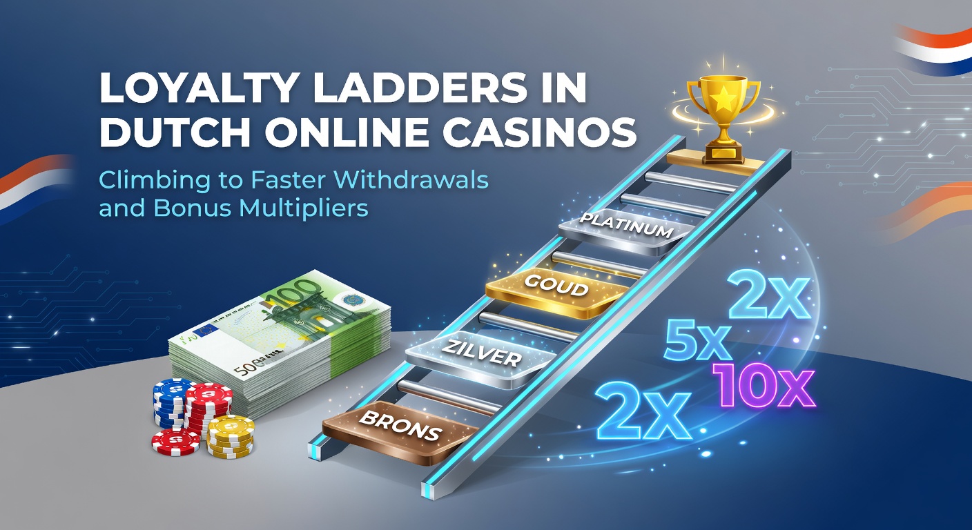 Grafiek die loyaliteitsniveaus toont met stijgende voordelen zoals snellere uitbetalingen en hogere bonussen in Nederlandse online casino's