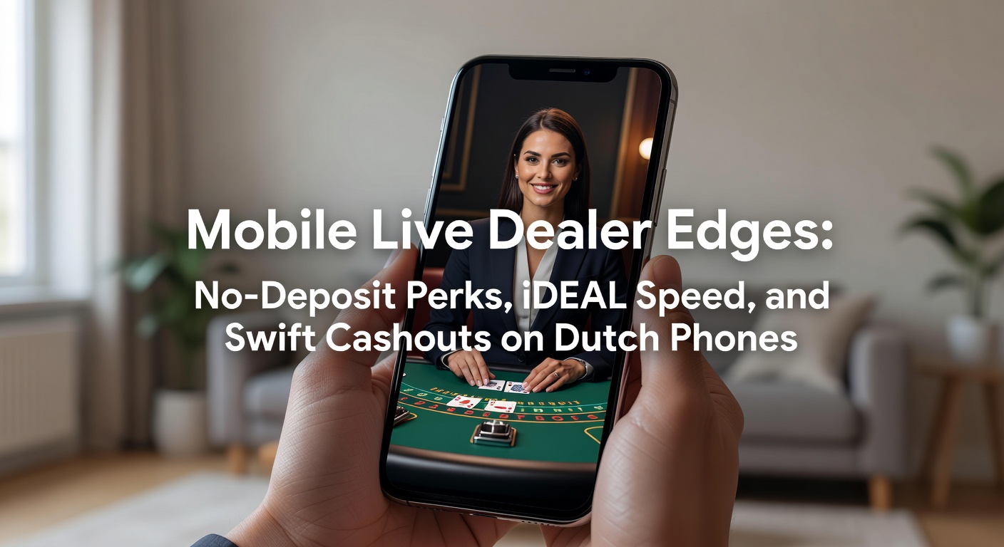 Smartphone met live dealer blackjack spel op Nederlands casino platform, met iDEAL betaaloptie zichtbaar