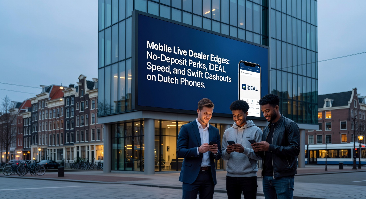 iDEAL betaalscherm op mobiel met live dealer roulette in achtergrond, snelle transactie bevestiging zichtbaar