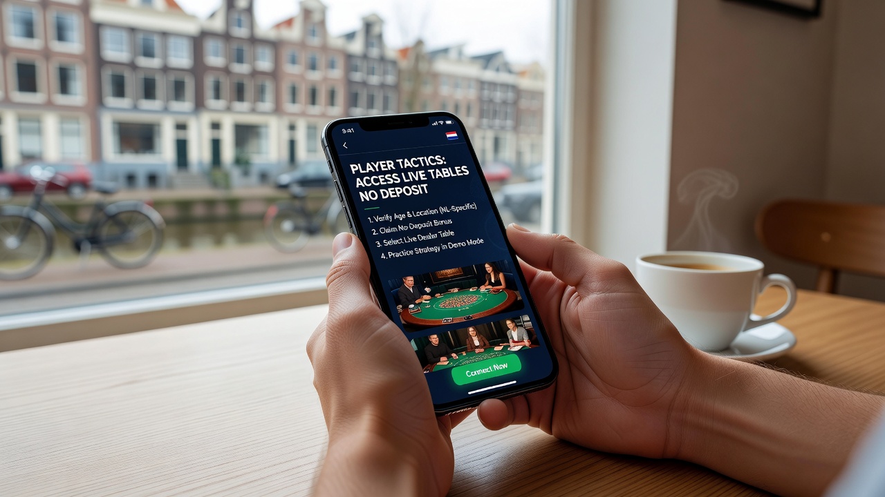 Mobiele speler die live casino sessie start op handheld device zonder deposit