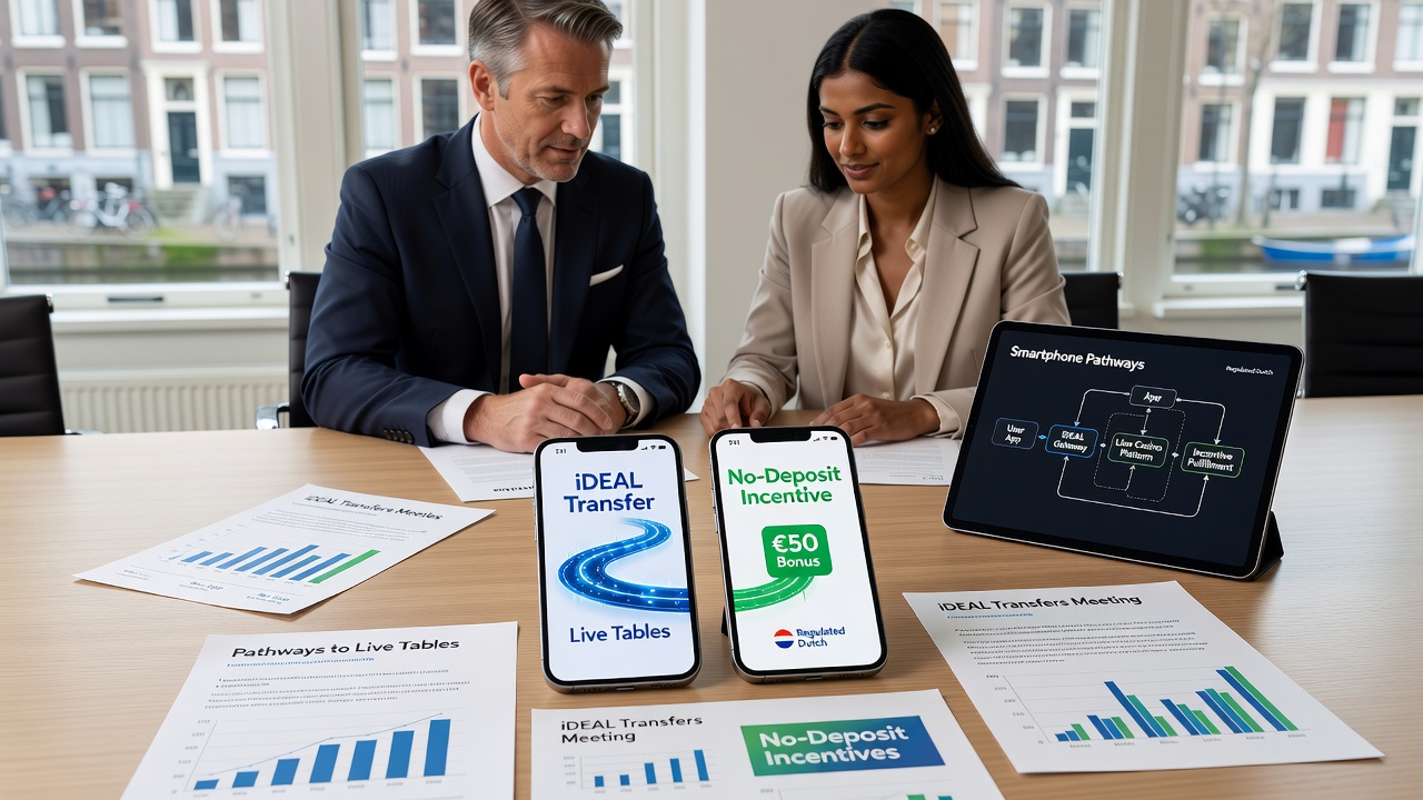 Live dealer sessie op smartphone met no deposit bonus indicator